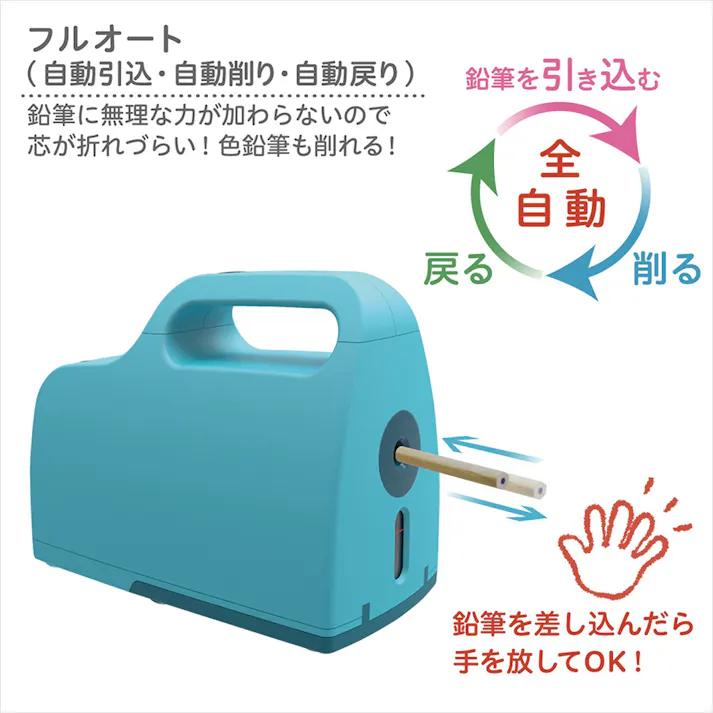 ナカバヤシ 全自動充電式シャープナー PACATTO パカット ライトブルー