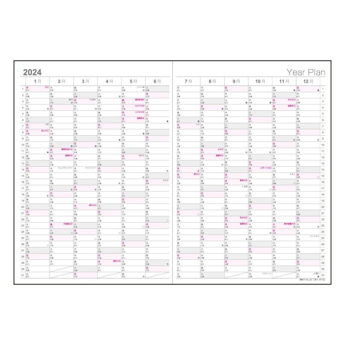 ナカバヤシ ロジカルダイアリー2024年 月間ノートタイプA A6 ピンク NS-A602-24AP