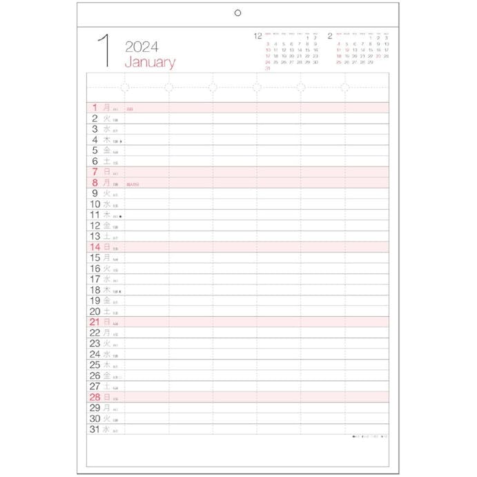 ナカバヤシ 壁掛けカレンダー ファミリー リスト A3ノビ COC-CLH-A3NF-24