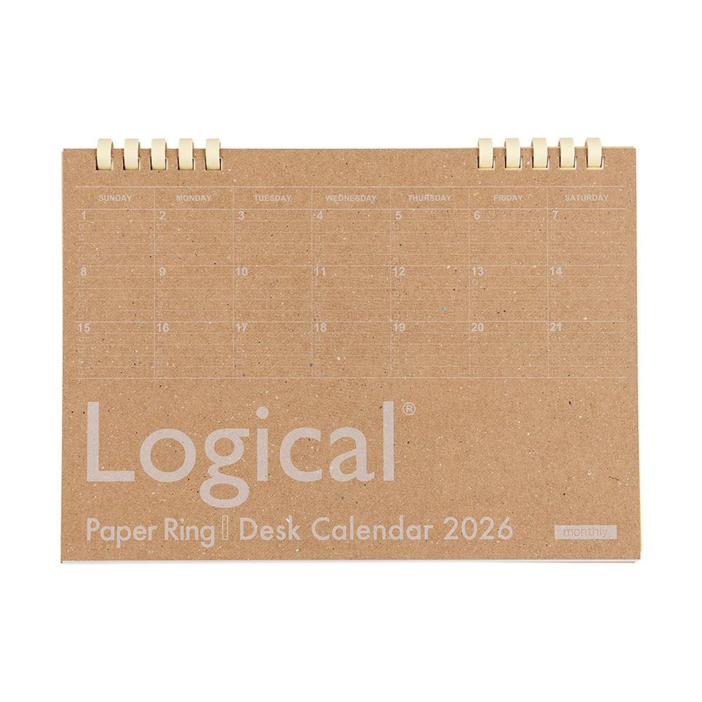 ロジカル卓上カレンダー 2026 ペーパーリングタイプ A5 クラフト カレンダー