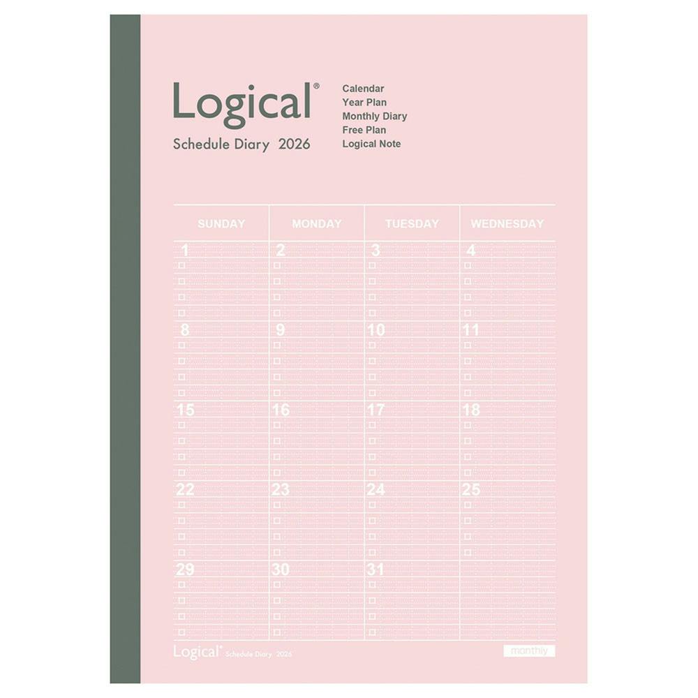 ロジカルダイアリー2026 月間 ノートタイプA A5 ピンク シーズン手帳 ロジカルダイアリー2026 月間 ノートタイプA A5 ピンク シーズン手帳
