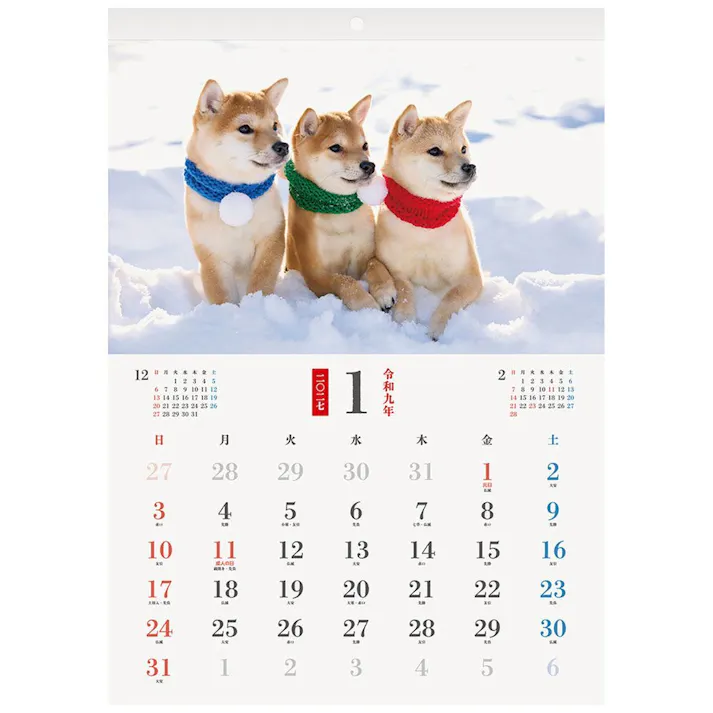 2027年 壁掛カレンダー わんにゃん四季 B3変形
