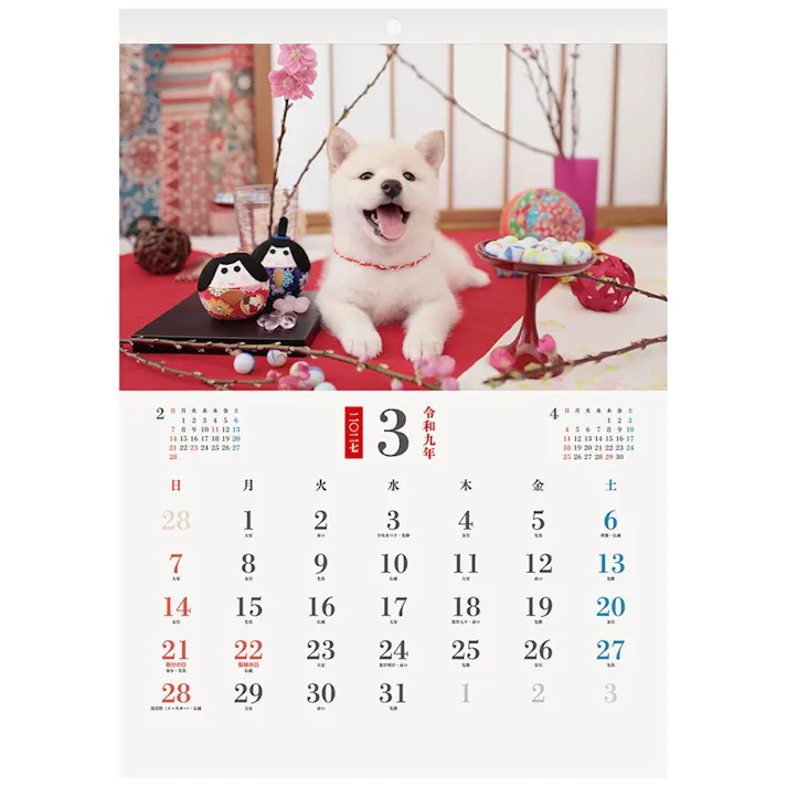 2027年 壁掛カレンダー わんにゃん四季 B3変形