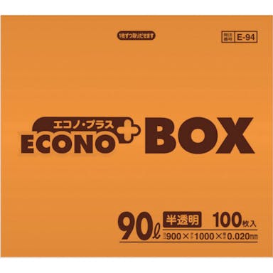 【CAINZ-DASH】日本サニパック Ｅ－９４エコノプラスＢＯＸ９０Ｌ半透明　（１００枚入） E-94-HCL【別送品】