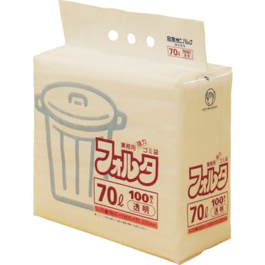 【CAINZ-DASH】日本サニパック Ｆ－７Ｃ　環優包装ゴミ袋フォルタ　７０Ｌ　透明　（１袋（ＰＫ）＝１００枚入） F-7C-CL【別送品】