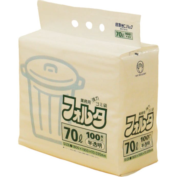 【CAINZ-DASH】日本サニパック Ｆ－７Ｈ　環優包装ゴミ袋フォルタ　７０Ｌ　白半透明　（１袋（ＰＫ）＝１００枚入） F-7H-HCL【別送品】