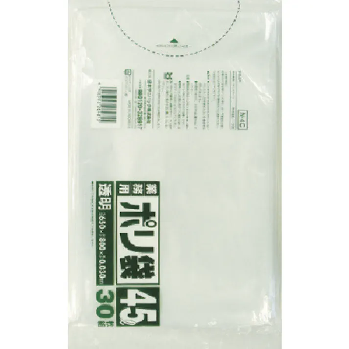 【CAINZ-DASH】日本サニパック N-4C業務用ポリ袋透明45L 30枚 N-4C-CL【別送品】
