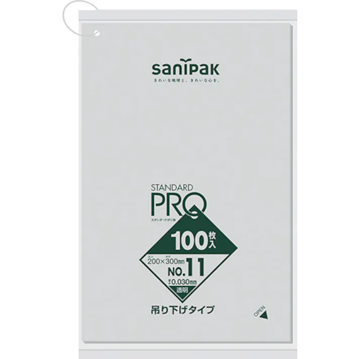 【CAINZ-DASH】日本サニパック L11Hスタンダードポリ袋吊り下げタイプ(0.03)11号 L11H-CL【別送品】
