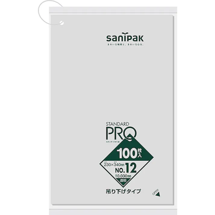 【CAINZ-DASH】日本サニパック L12Hスタンダードポリ袋吊り下げタイプ(0.03)12号 L12H-CL【別送品】