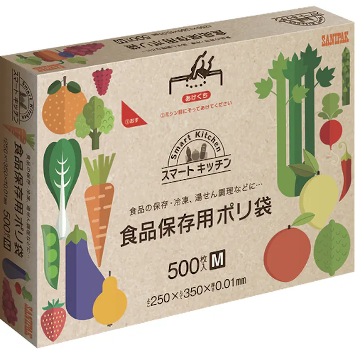 【CAINZ-DASH】日本サニパック KS12スマートキッチン保存袋(箱入り)半透明500枚 KS12-HCL【別送品】