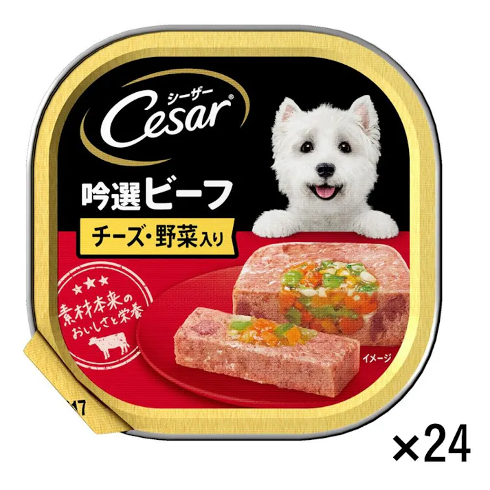 【ケース販売】シーザー 吟選ビーフ チーズ・野菜入り 100g×24個