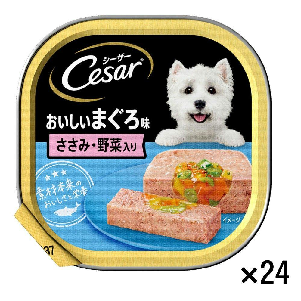 【ケース販売】シーザー おいしいまぐろ味 ささみ・野菜入り 100g×24個