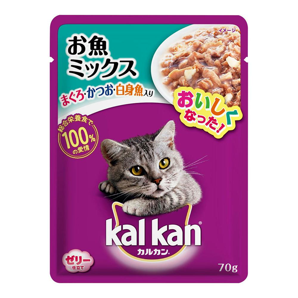 カルカン パウチ 海の幸ミックス まぐろ・白身魚・さけ入り 70g