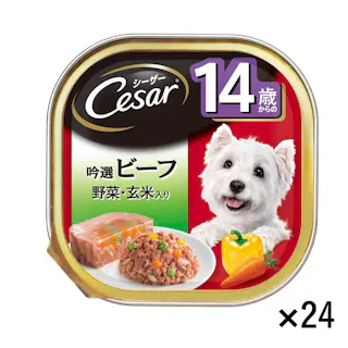 【ケース販売】シーザー 14歳 吟選ビーフ 玄米・野菜入り 100g×24個
