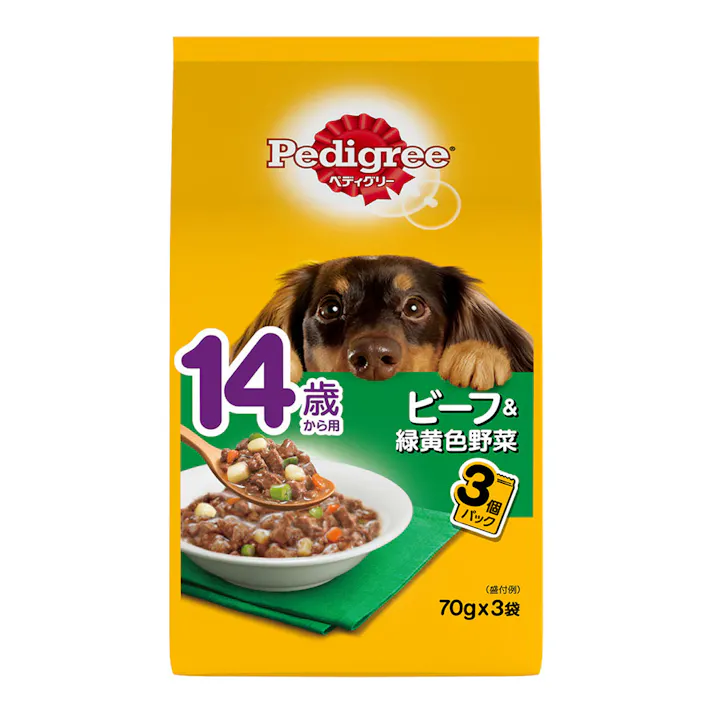 ペディグリー 14歳 ビーフ野菜 70g×3袋 PWP9