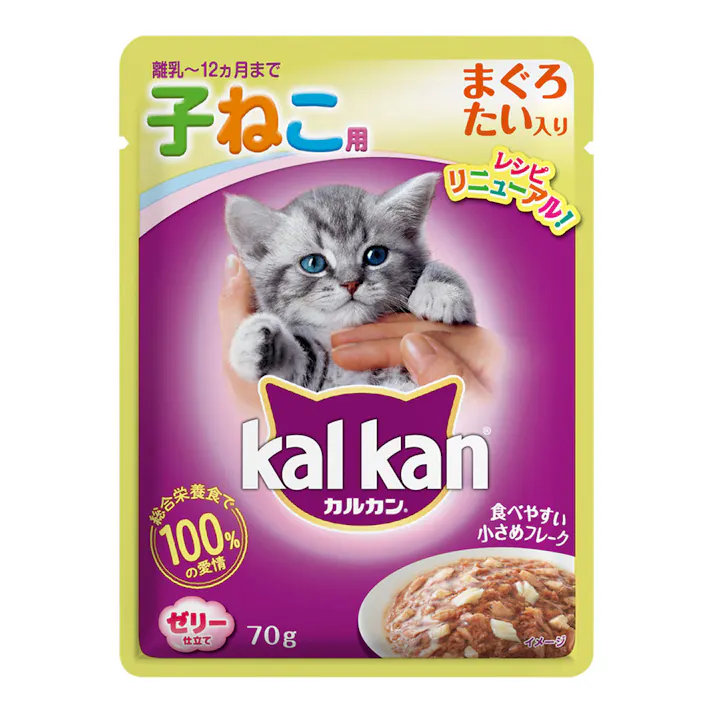 カルカン パウチ 12ヵ月までの子ねこ用 まぐろ たい入り 70g KWP72