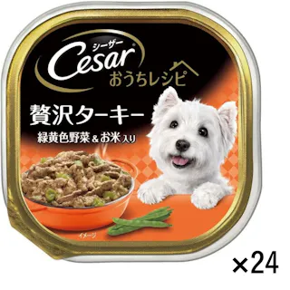 【ケース販売】シーザー おうちレシピ 贅沢ターキー 緑黄色野菜&お米入り 100g×24個