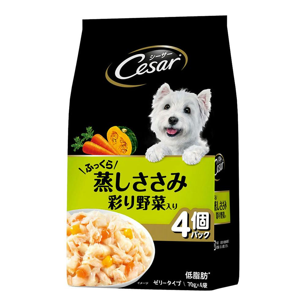 シーザー ふっくら蒸しささみ 彩り野菜入り 70g×4袋 CPM2 犬用ウェットフード(パウチ) シーザー ふっくら蒸しささみ 彩り野菜入り 70g×4袋 CPM2 犬用ウェットフード(パウチ)