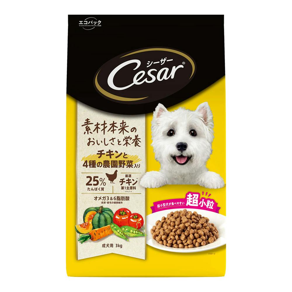 シーザードライ 成犬用 チキンと4種の農園野菜入り 超小粒 3kg CSR12 犬用ドライフード シーザードライ 成犬用 チキンと4種の農園野菜入り 超小粒 3kg CSR12 犬用ドライフード