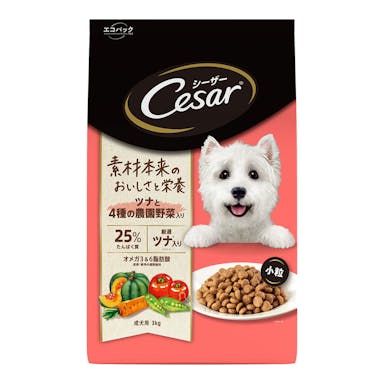 シーザードライ 成犬用 ツナと4種の農園野菜入り 小粒 3kg CSR14