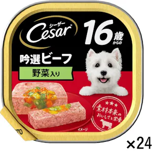 【ケース販売】シーザー 16歳からの吟選ビーフ野菜入り 100g×24個
