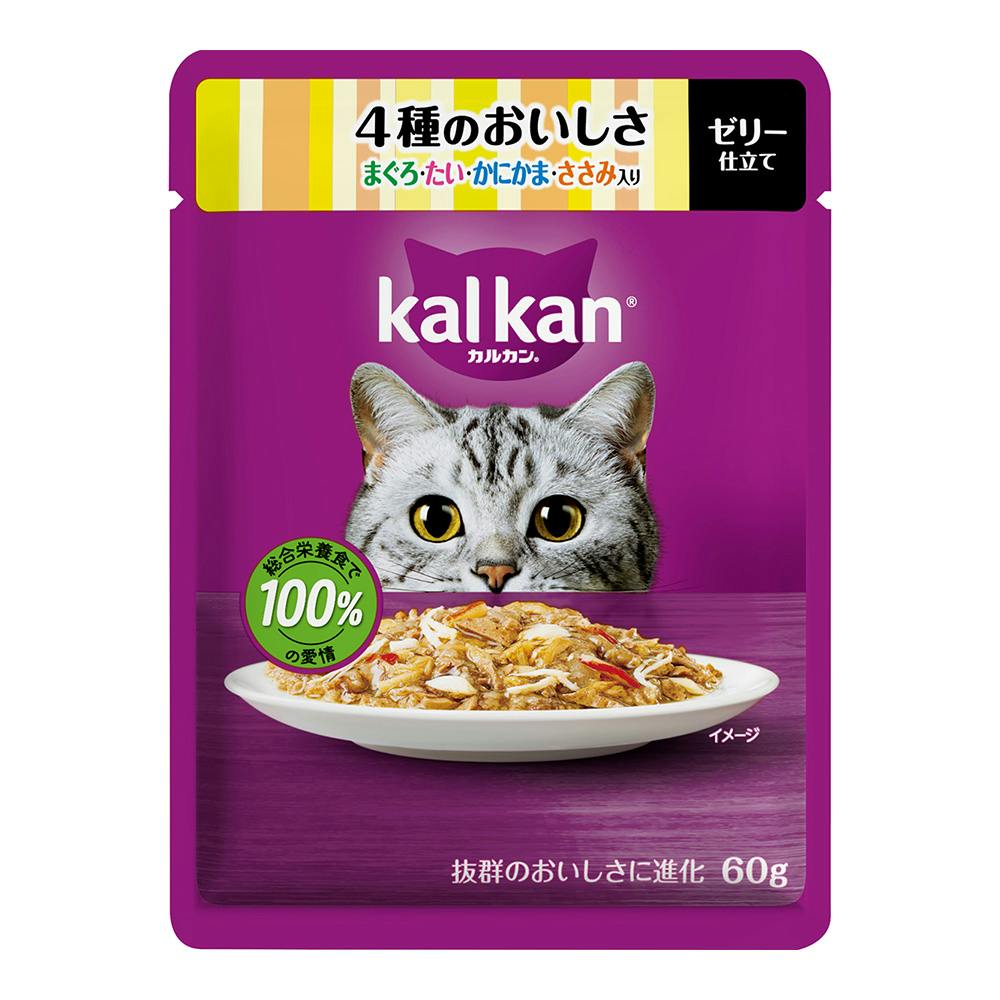 カルカンパウチ 4種まぐろたいかにささみ 60g 猫用ウェットフード(パウチ) カルカンパウチ 4種まぐろたいかにささみ 60g 猫用ウェットフード(パウチ)