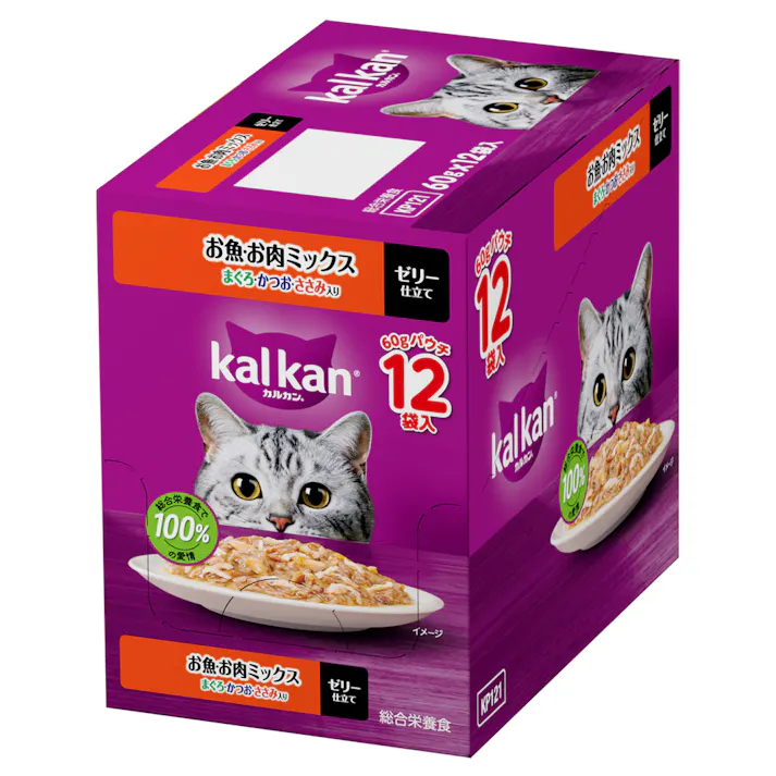 【ケース販売】カルカン パウチ お魚・お肉ミックス まぐろ・かつお・ささみ入り 60g×12個入