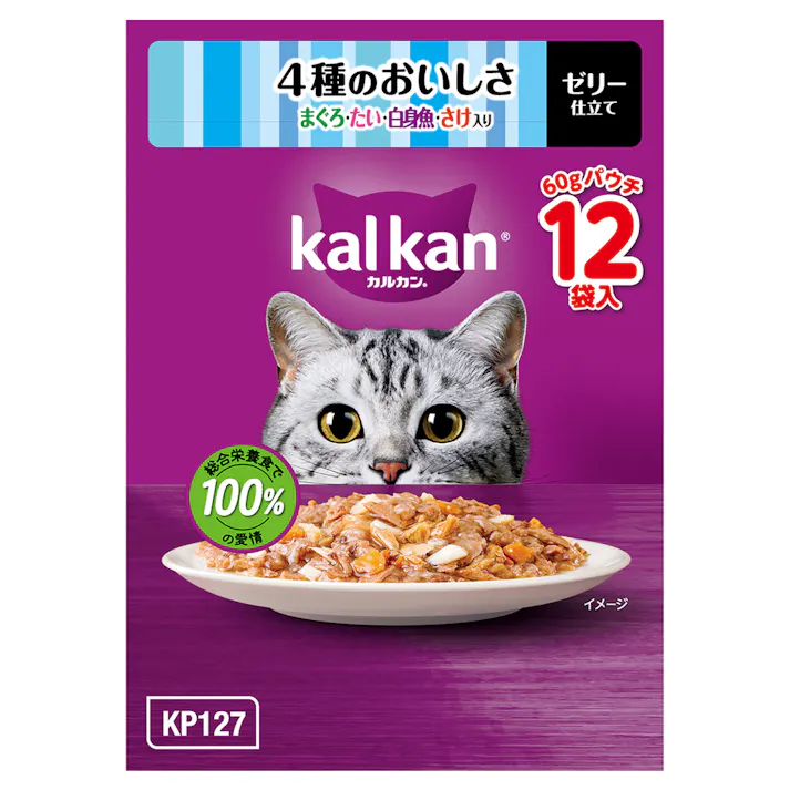 【ケース販売】カルカン パウチ 4種のおいしさ まぐろ・たい・白身魚・さけ入り 60g×12個入