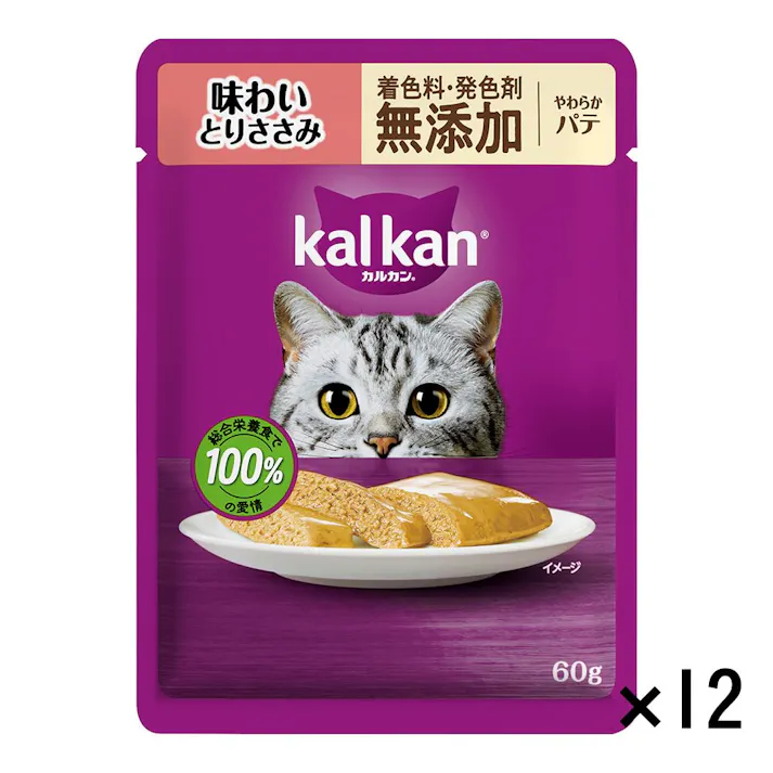 【ケース販売】カルカン パウチ パテ 味わいとりささみ 60g×12個入