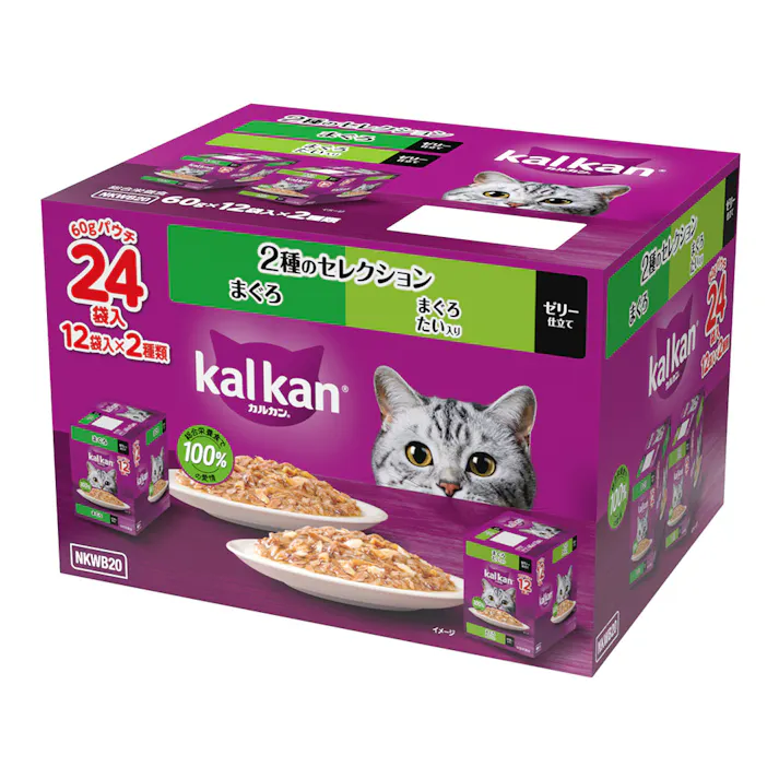 カルカンパウチ 2種のセレクション まぐろ・まぐろ たい入り ゼリー仕立て 12袋×2種
