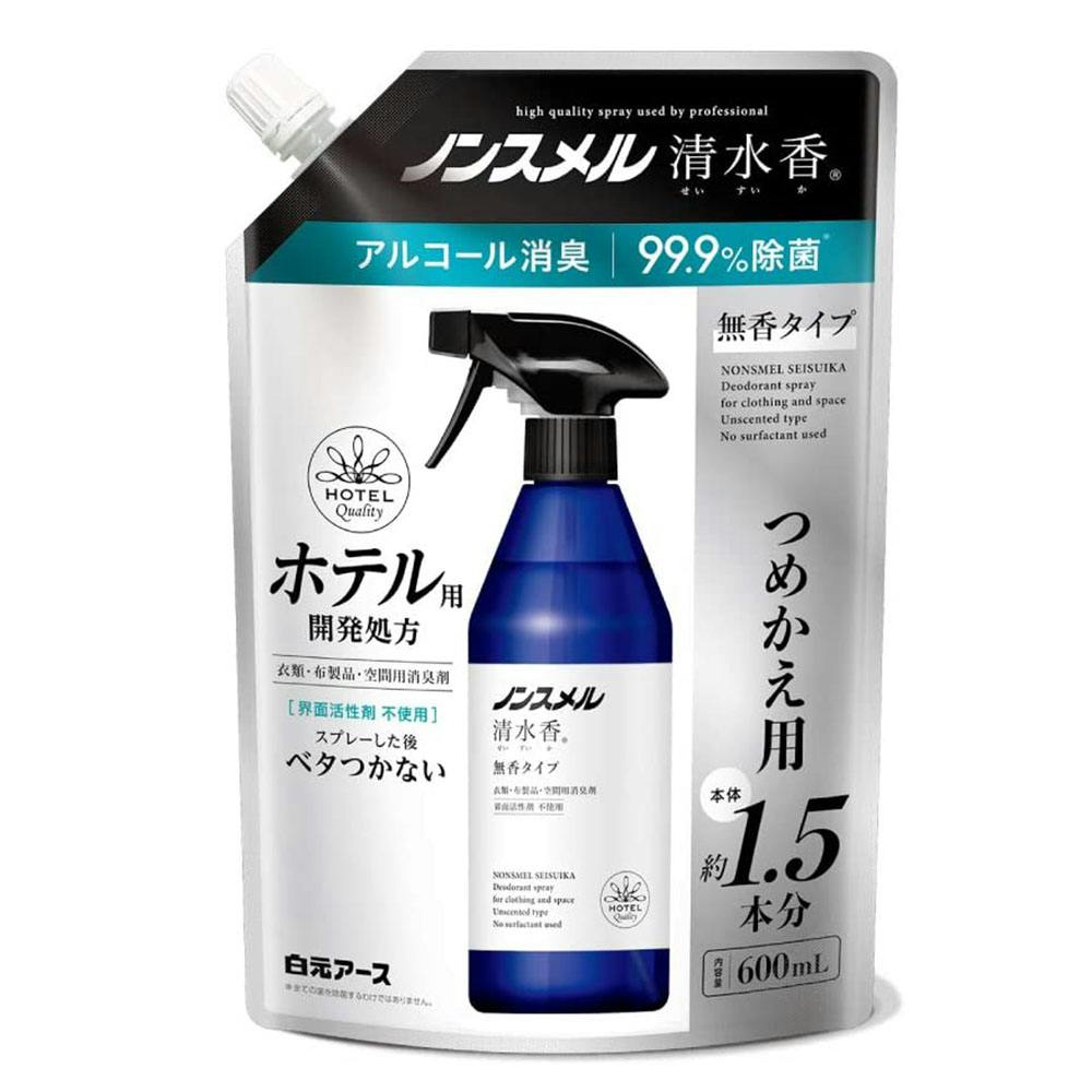 白元アース ノンスメル清水香 無香 詰替パウチ 600ml