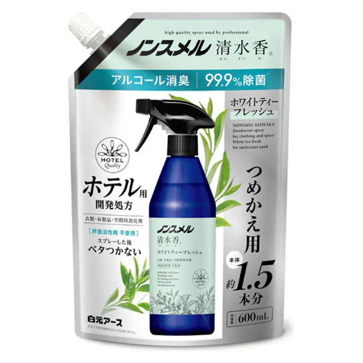 白元アース ノンスメル清水香 ホワイトティーフレッシュの香り 詰替パウチ 600ml