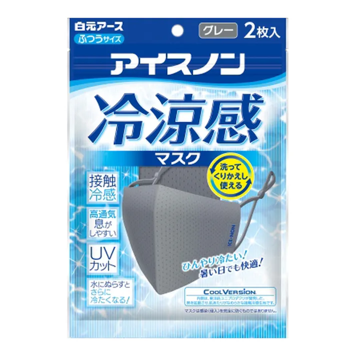 白元アース アイスノン 冷涼感マスク グレー 2枚(販売終了)