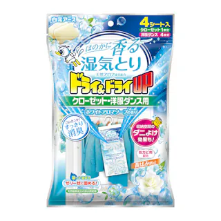 白元アース ドライ&ドライUP クローゼット・洋服ダンス用 ホワイトアロマソープの香り 4シート