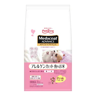 ペットライン メディコートアドバンス アレルゲンカット 魚&お米 子いぬ(り乳~1歳) 500g×4袋