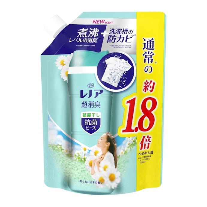 P＆G レノア超消臭抗菌ビーズ 部屋干し 花とおひさまの香り 詰替 760ml(販売終了)