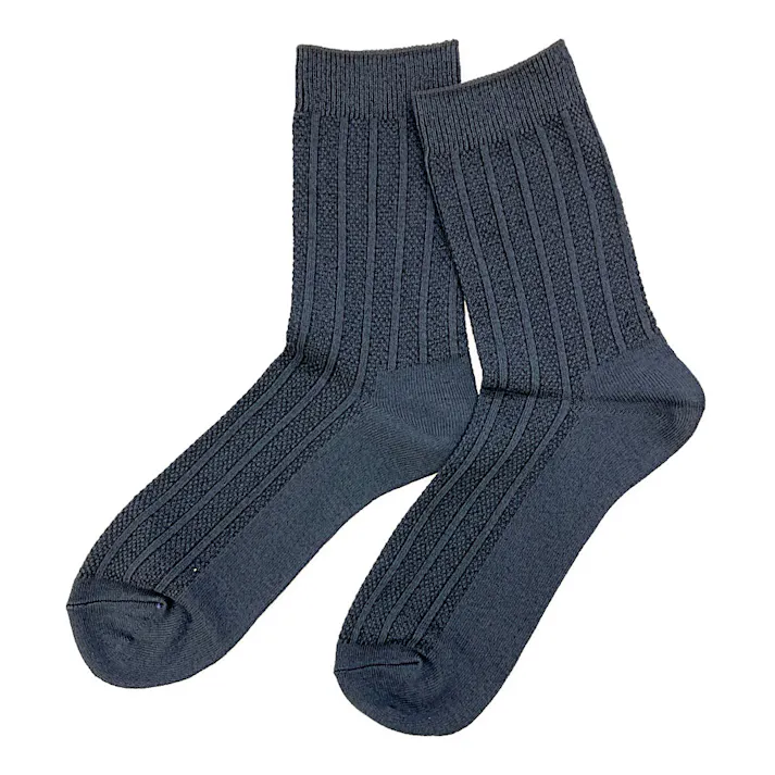 紳士 吸水爽感 ハーフ チャコール 25cm-27cm 2足組