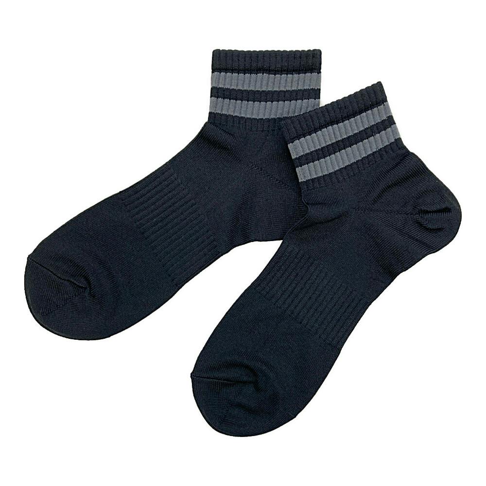 紳士 吸湿爽感 ラインショート クロ 25cm-27cm 2足組