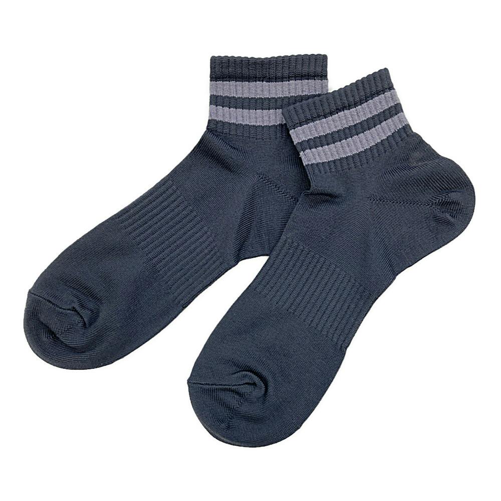 紳士 吸湿爽感 ラインショート チャコール 25cm-27cm 2足組