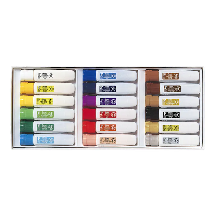 ぺんてる 絵の具 エフ水彩 ポリチューブ入り 18色セット