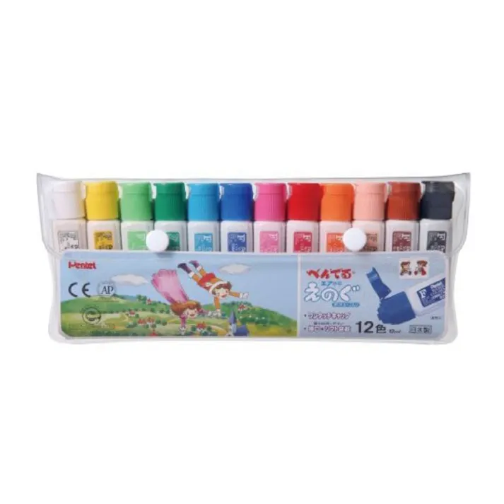 ぺんてる ポリチューブ絵具 シース入 12色