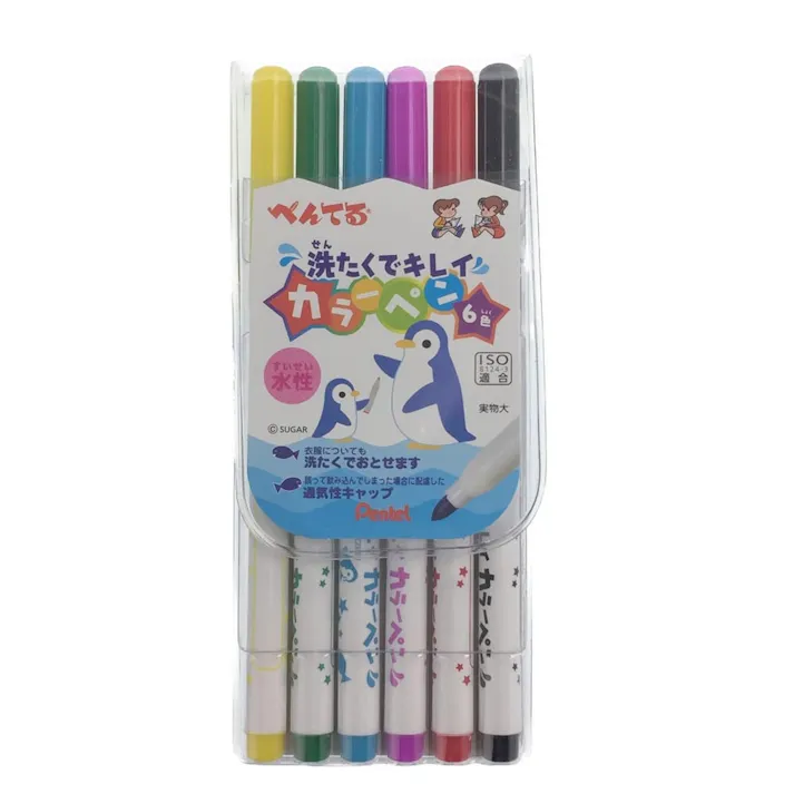 ぺんてる 洗たくでキレイ カラーペン 6色 水性