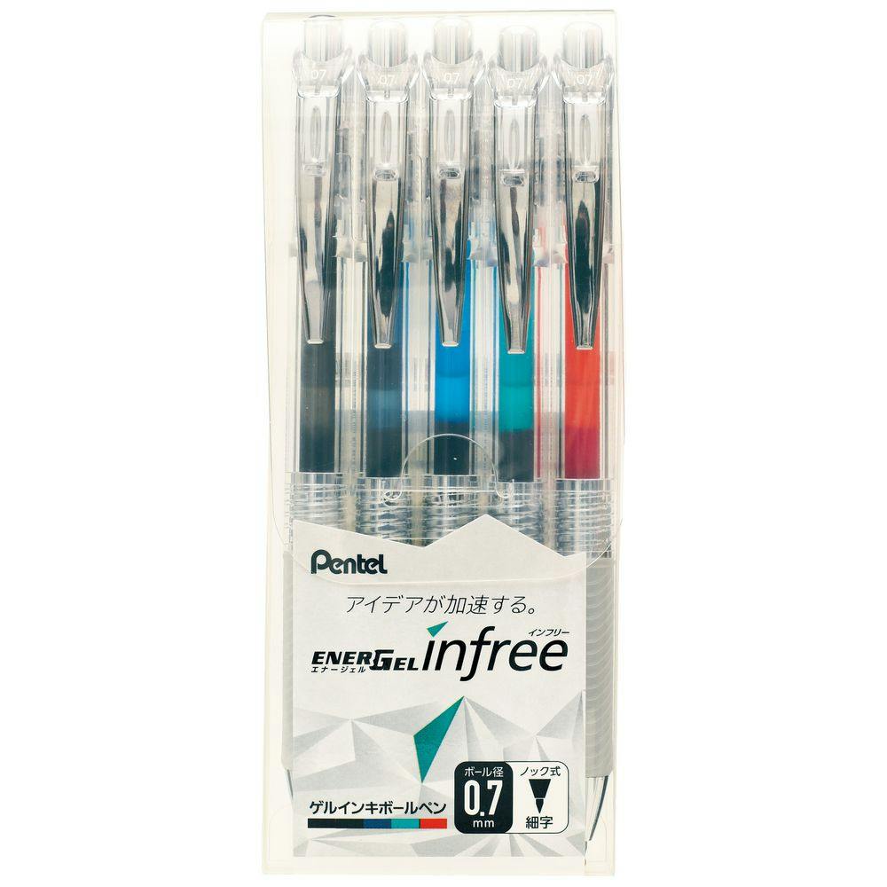 ぺんてる エナージェルインフリー0.7 5色セット