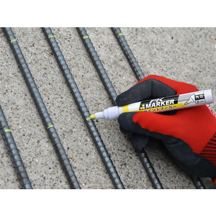 【CAINZ-DASH】不易糊工業 工業用マーカー KFKペイントマーカー 丸芯 2mm 蛍光イエロー KFK-3K【別送品】