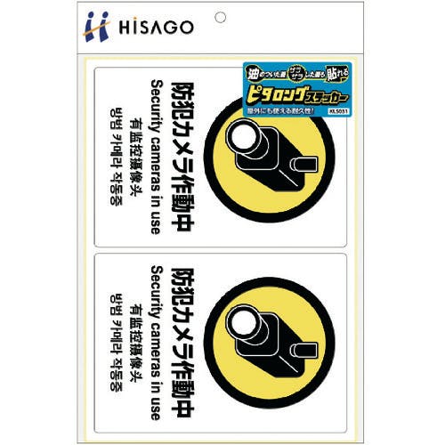 CAINZ-DASH】ヒサゴ ピタロングステッカー 防犯カメラ A4 2面