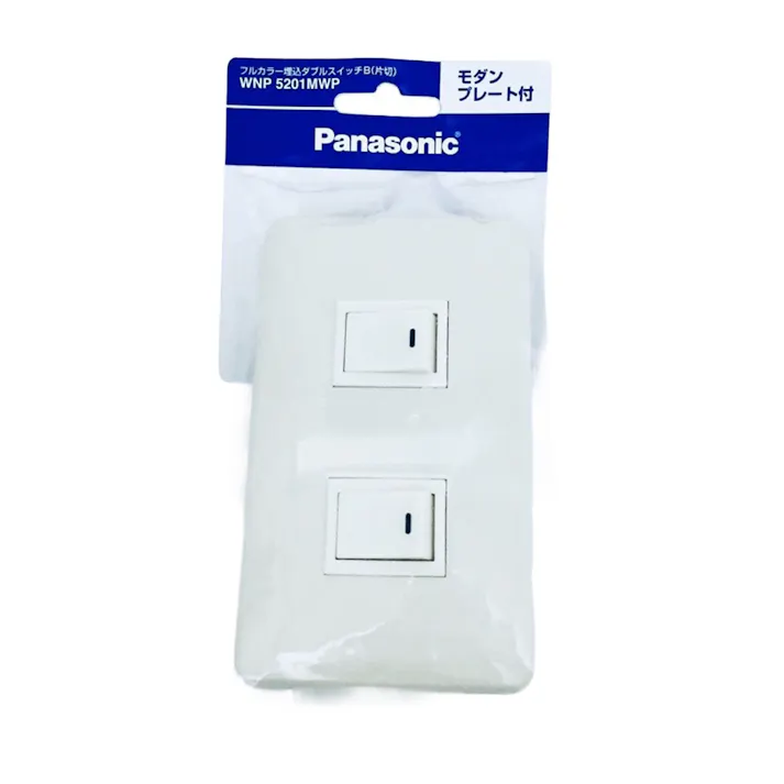 パナソニック フルカラー 埋込ダブルスイッチB 片切 モダンプレート付 ミルキーホワイト WNP5201MWP
