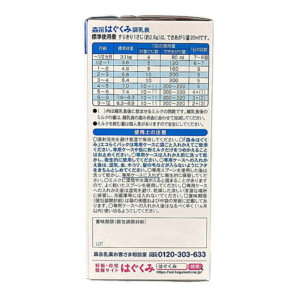 森永乳業 森永ドライミルク はぐくみ エコらくパック つめかえ用 800g 400g×2袋 5セット 激安挑戦中