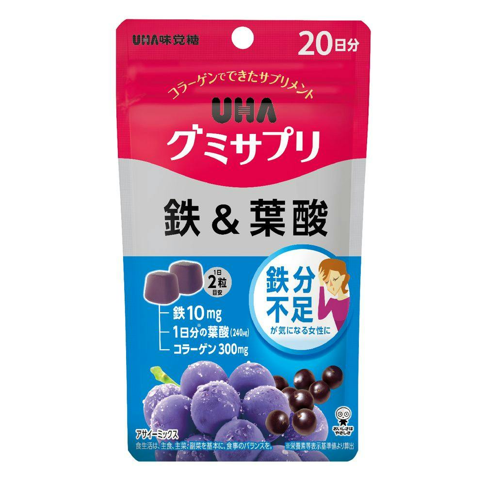 UHA味覚糖 グミサプリ 鉄＆葉酸 20日分 | 栄養補助食品・機能性食品