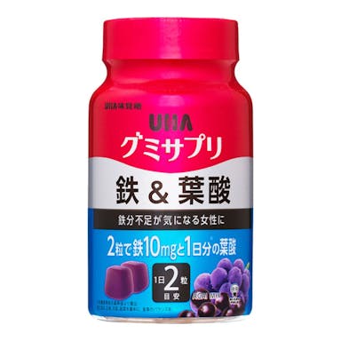 UHA味覚糖 グミサプリ 鉄＆葉酸 ボトル 30日分