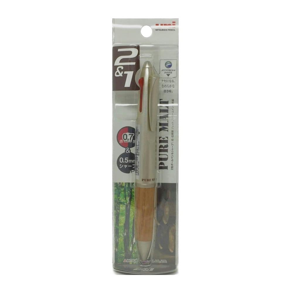 三菱 ピュアモルト 2色ボールペン0.7mm＆シャープペン0.5mm ナチュラル